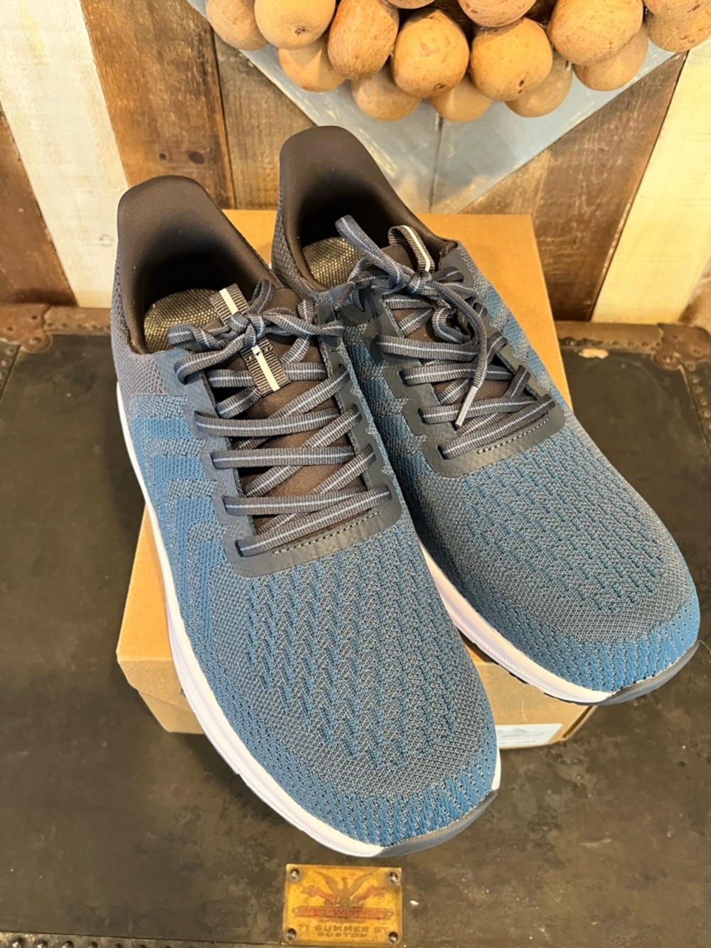 Men's Blue Knit Running Sneakers - Picture 16 of 16